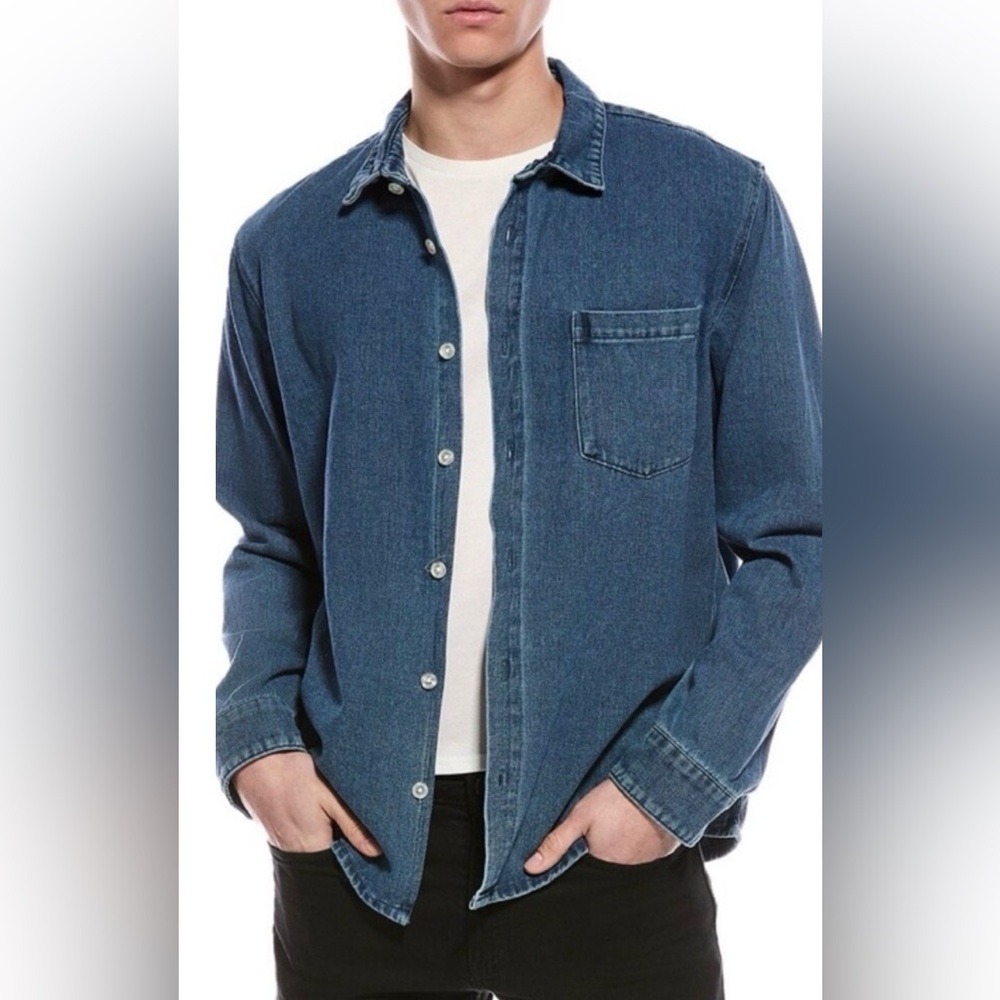 Slate & Stone Mens Casual Blue Denim Button Up Shirt Size Small Small